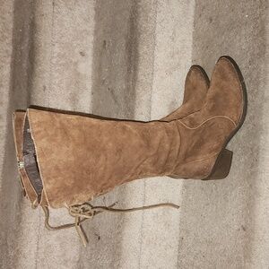 Born Brown Suede Mid-Calf Heeled Boots